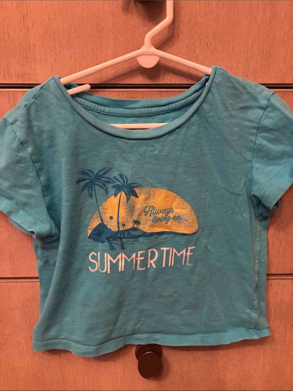 Aerie Women’s Teal "Summertime" Graphic Cropped Tee size XXS